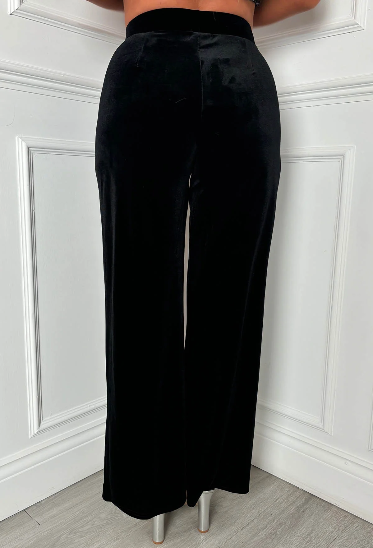 Your Embrace Black Velvet Wide Leg Trousers - Image 2