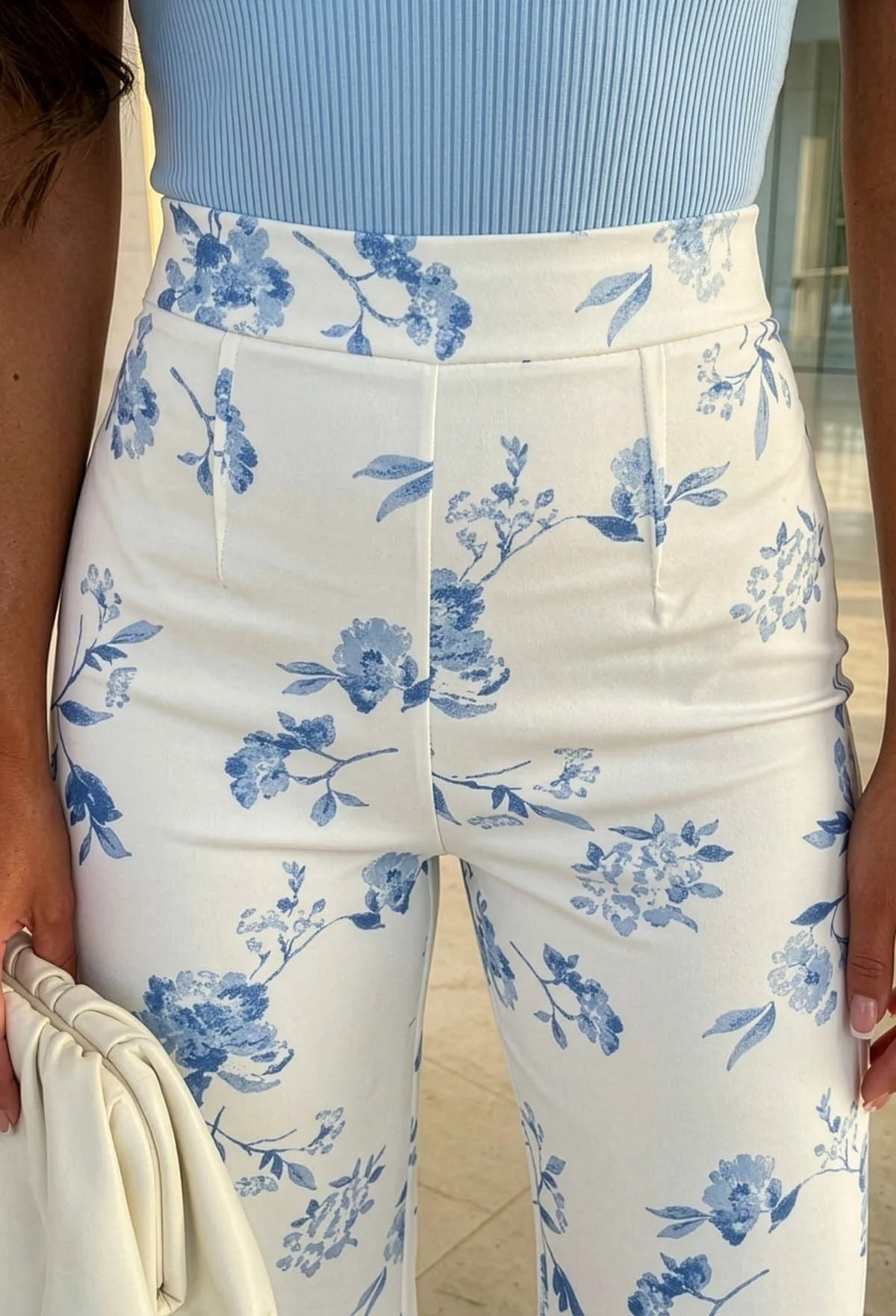 You're Fire White High Waisted Wide Leg Floral Print Trousers - Image 3